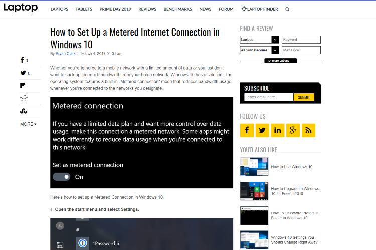 Set your Metered connection