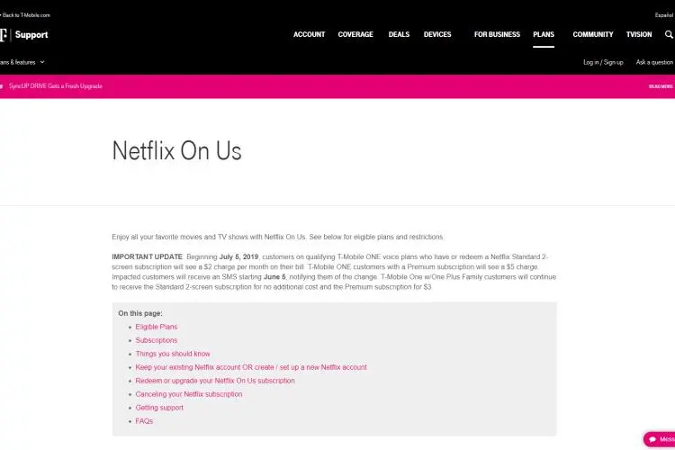 Netflix free subscription with T