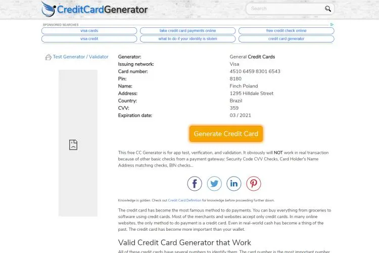 Free Credit Card Generator For Roblox